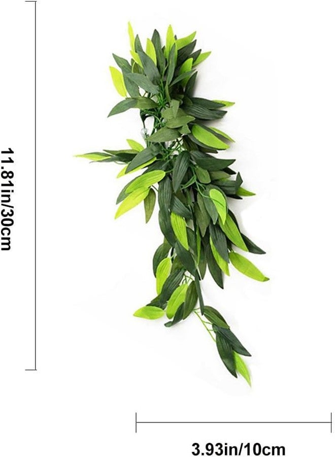 HALONTIN Artificial Aquarium Plants Plastic, Reptile Plants Hanging Silk Terrarium Rattan Ornament with Suction Cup (Green) - Image 2